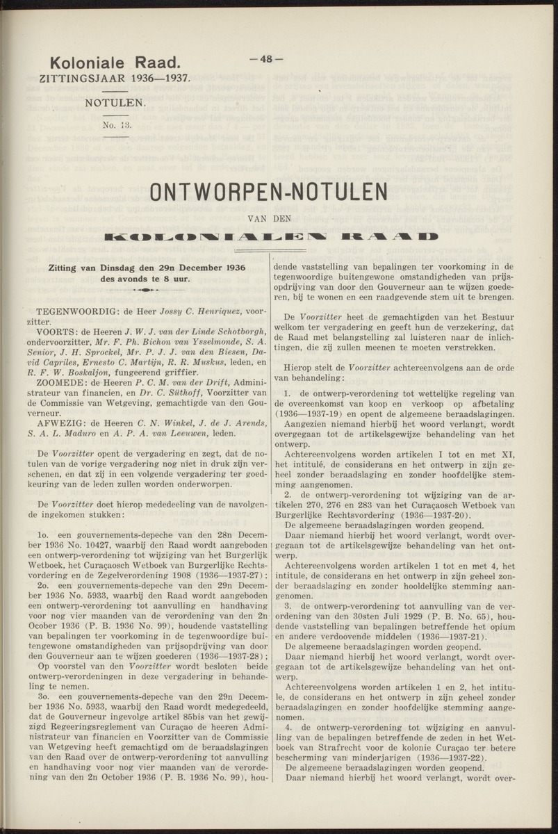 Notulen der zittingen - 