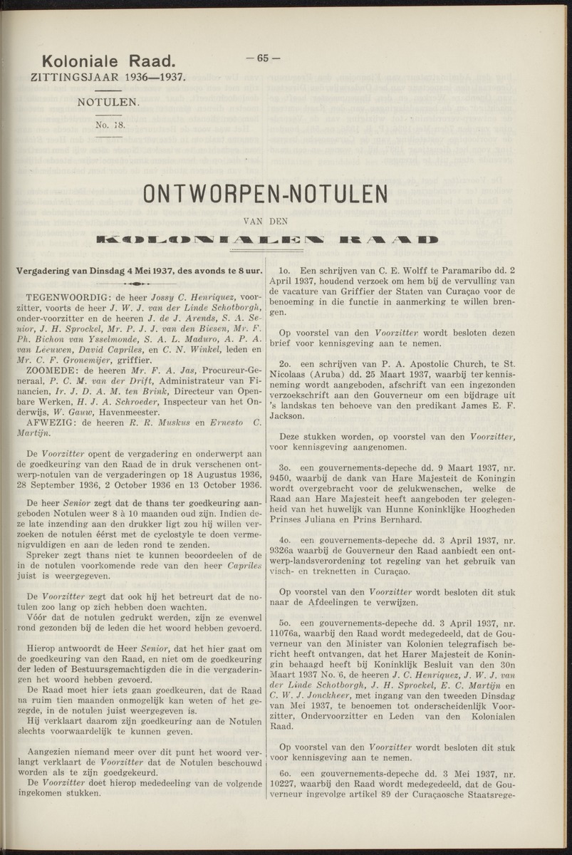 Notulen der zittingen - 