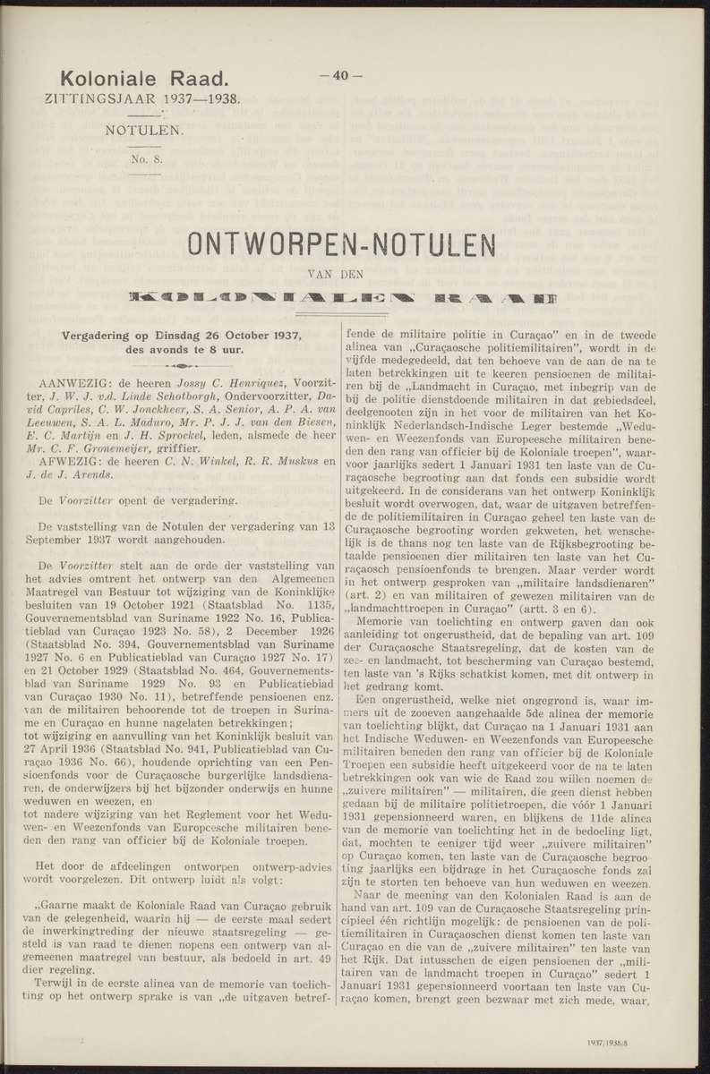 Notulen der zittingen - 