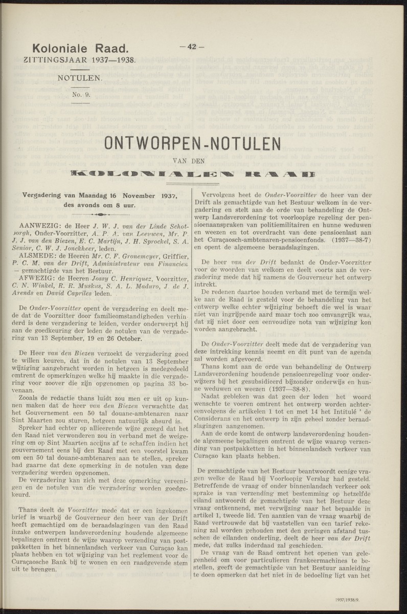 Notulen der zittingen - 