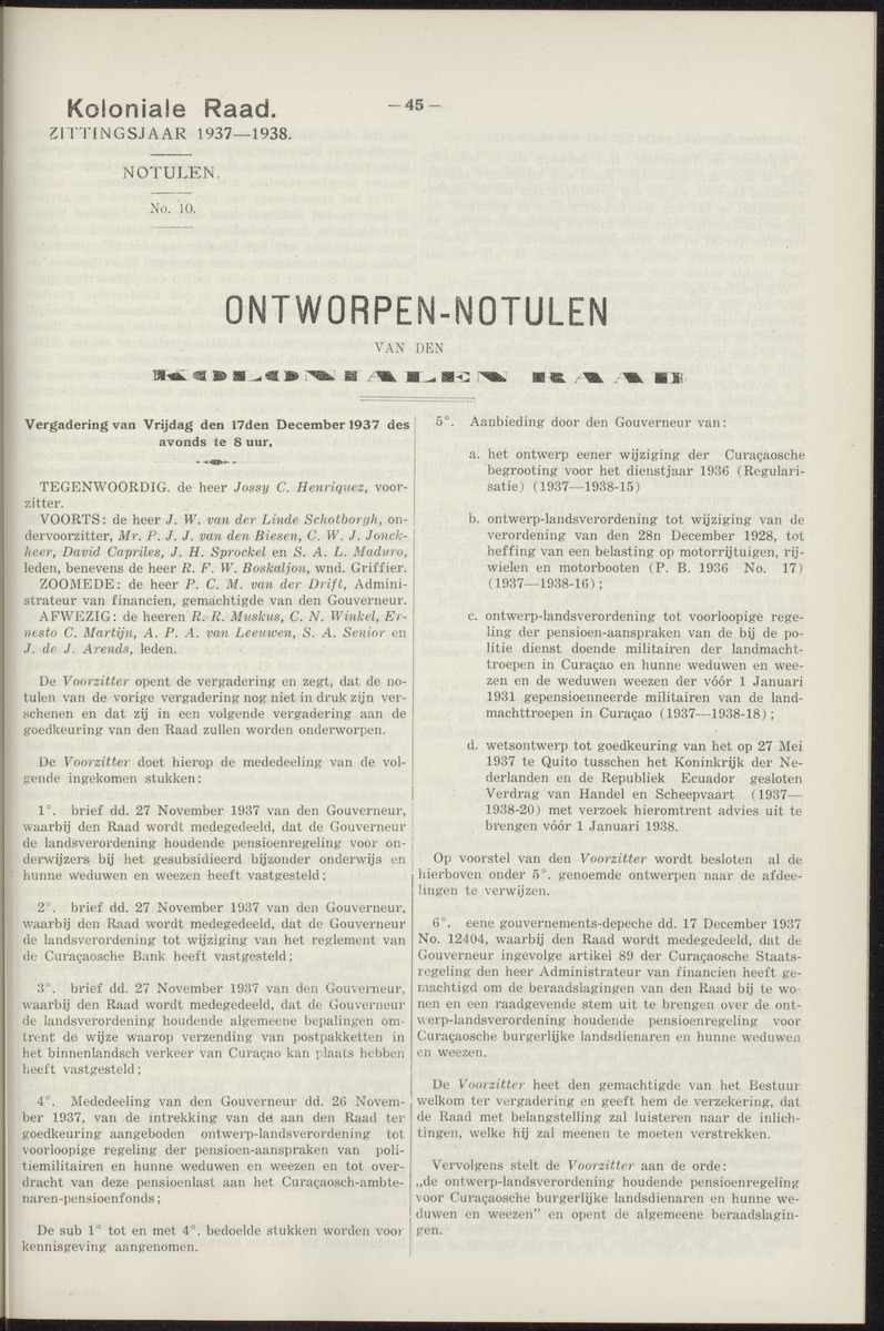 Notulen der zittingen - 