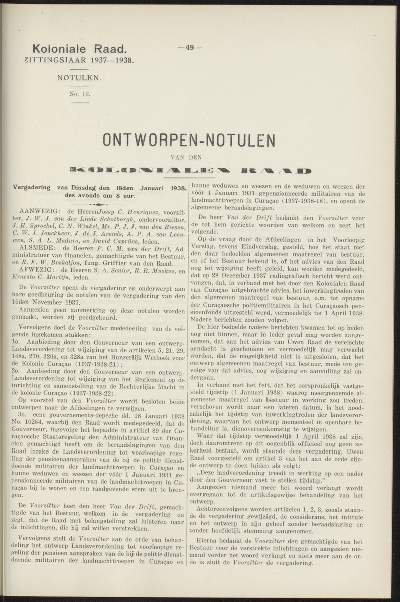 Notulen der zittingen - 