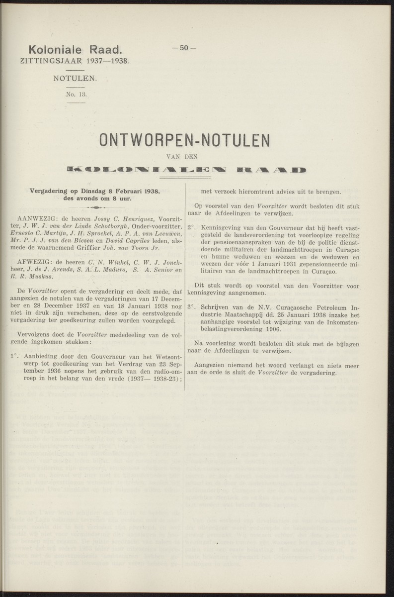 Notulen der zittingen - 