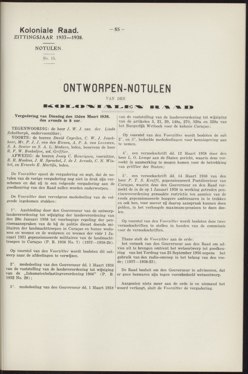 Notulen der zittingen - 