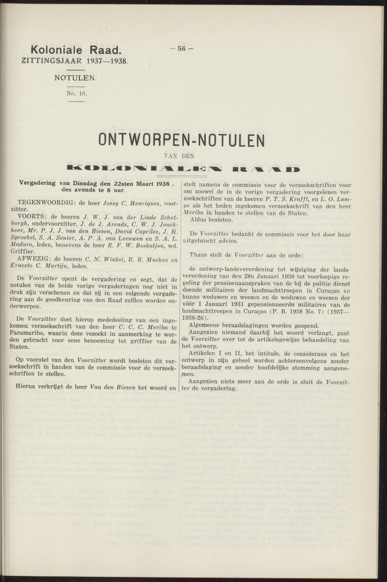 Notulen der zittingen - 