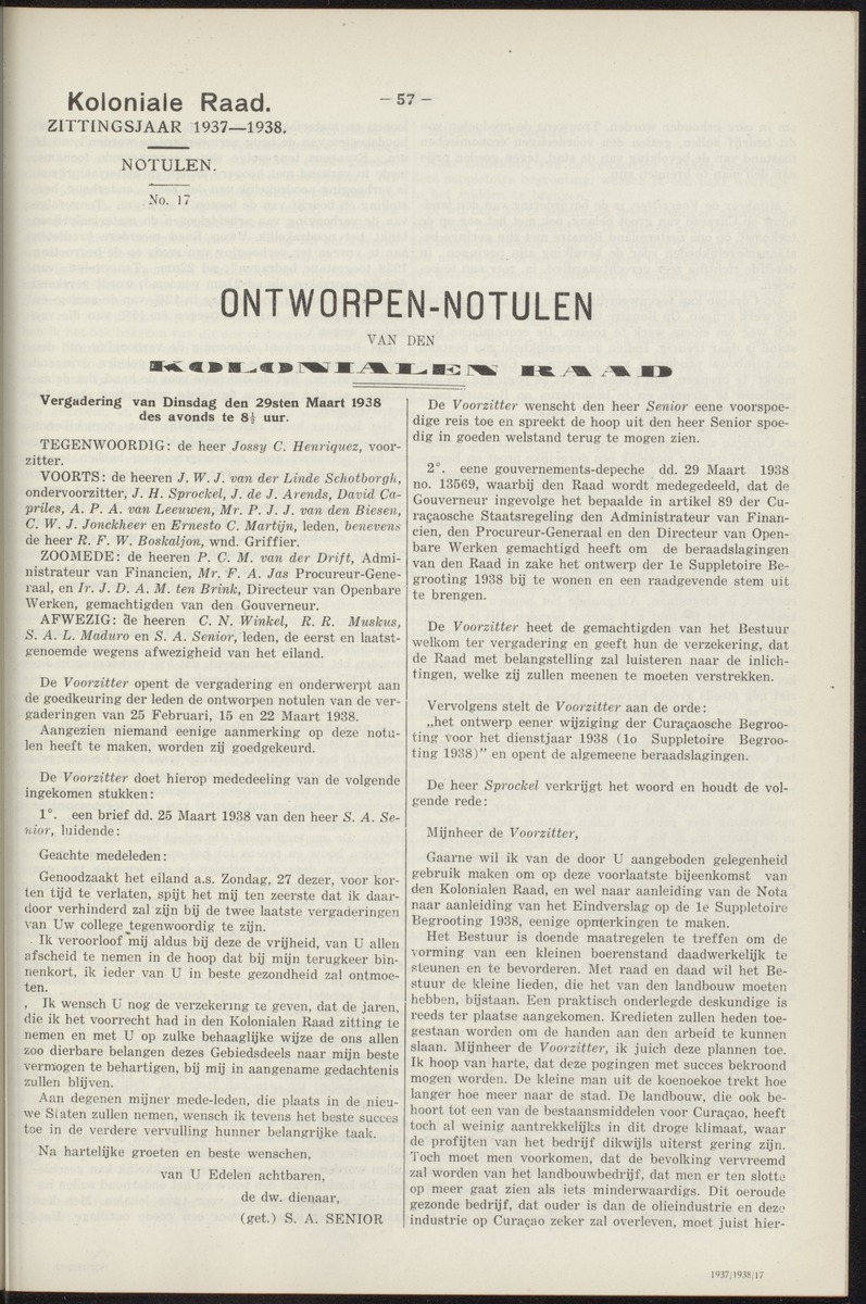 Notulen der zittingen - 