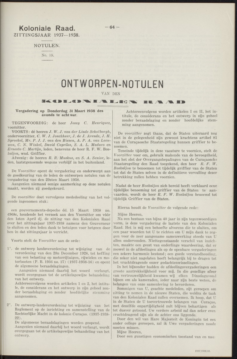 Notulen der zittingen - 