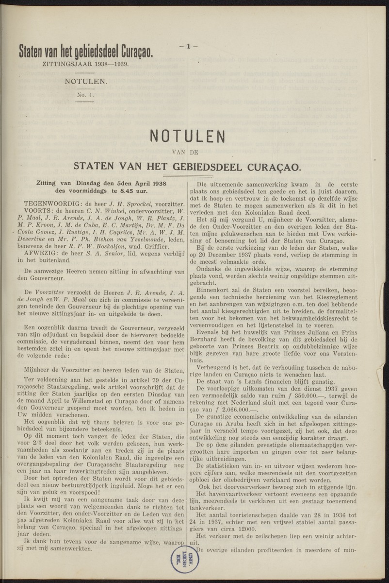 Notulen der zittingen - 