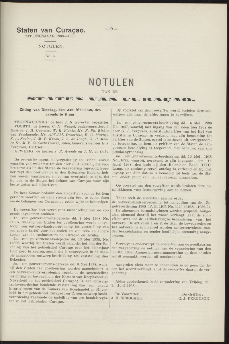 Notulen der zittingen - 