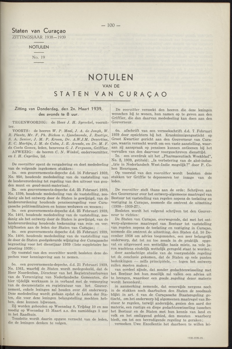 Notulen der zittingen - 