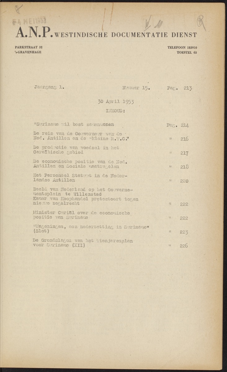 ANP Westindische documentatie dienst - 