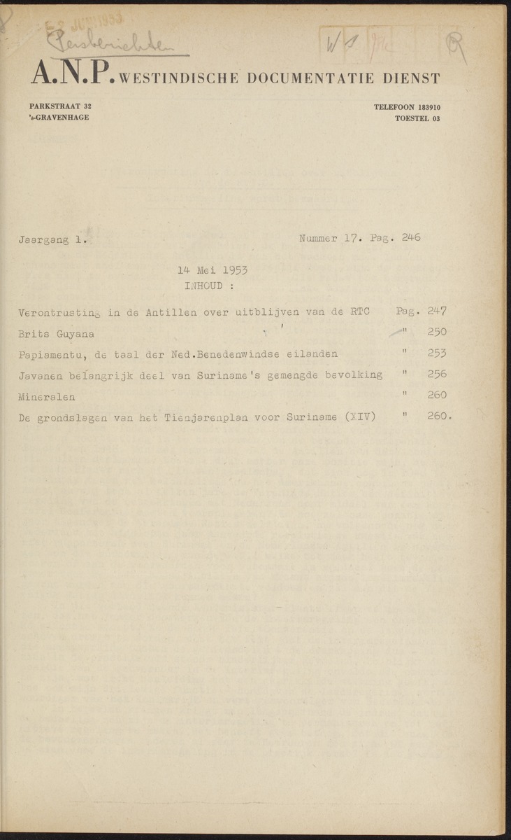 ANP Westindische documentatie dienst - 