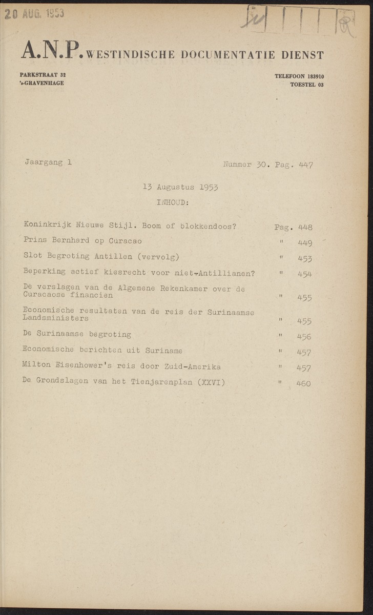 ANP Westindische documentatie dienst - 