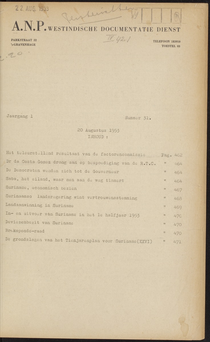 ANP Westindische documentatie dienst - 