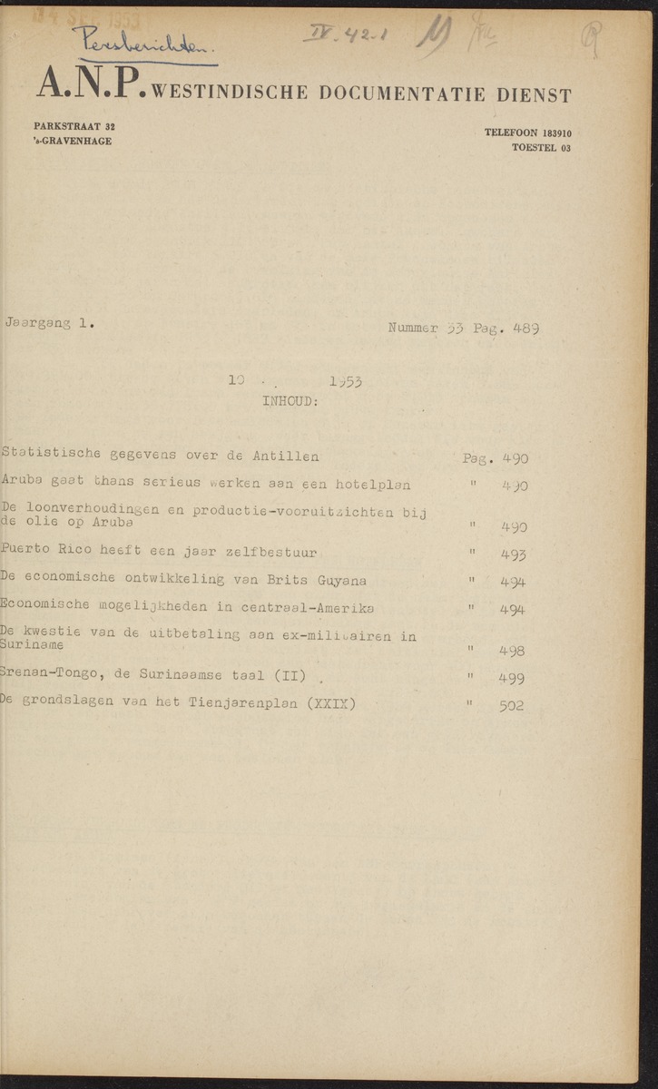 ANP Westindische documentatie dienst - 