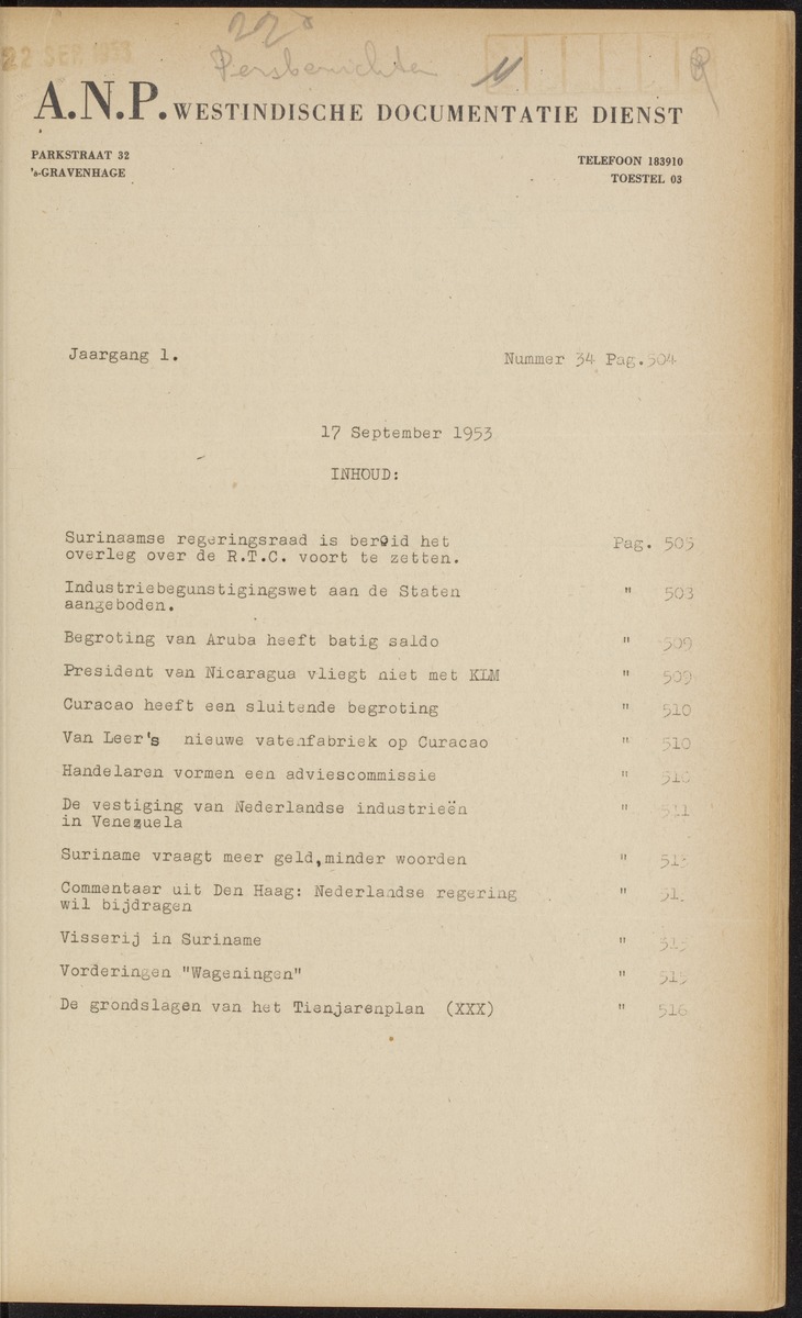 ANP Westindische documentatie dienst - 