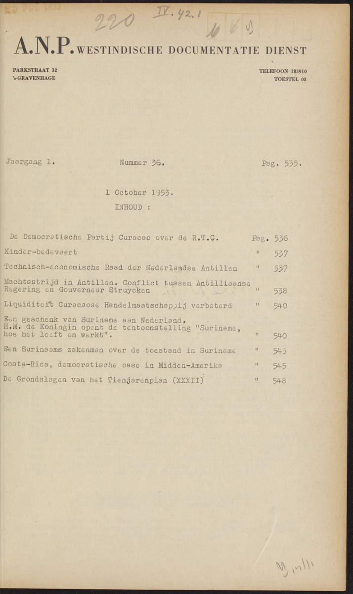 ANP Westindische documentatie dienst - 