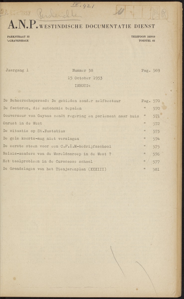 ANP Westindische documentatie dienst - 