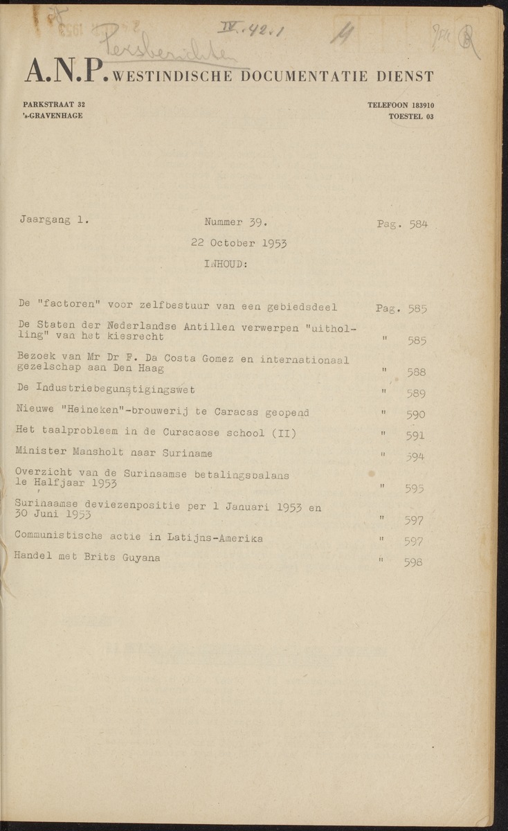 ANP Westindische documentatie dienst - 