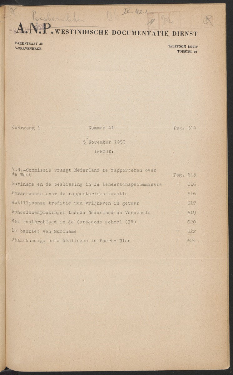 ANP Westindische documentatie dienst - 