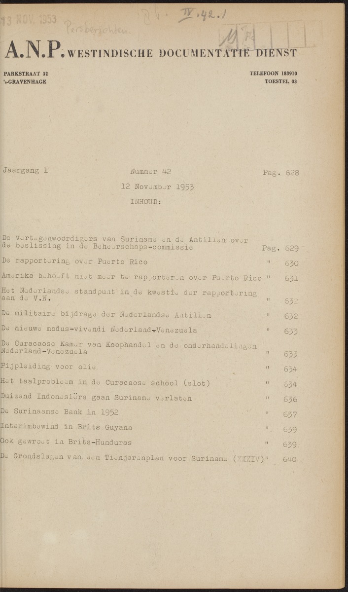 ANP Westindische documentatie dienst - 