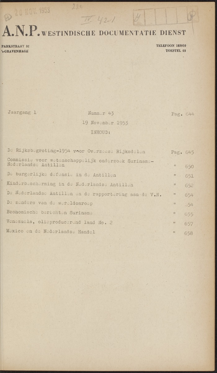 ANP Westindische documentatie dienst - 