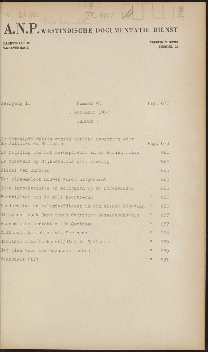 ANP Westindische documentatie dienst - 