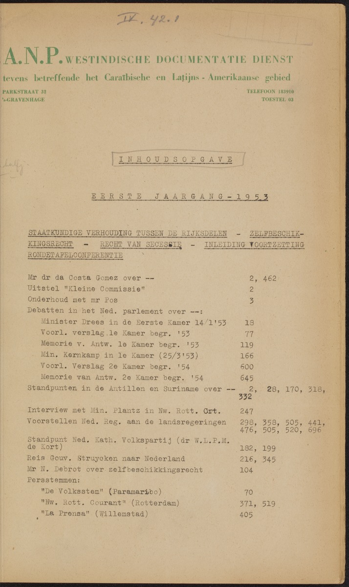 ANP Westindische documentatie dienst - 