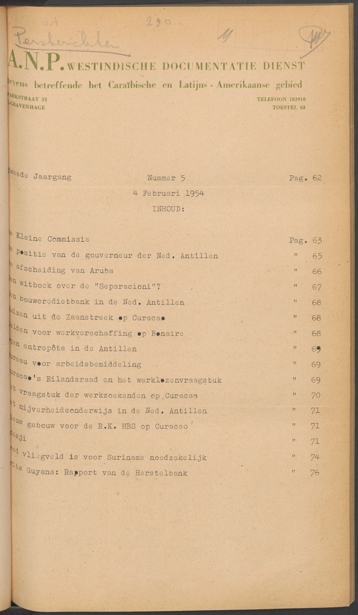 ANP Westindische documentatie dienst - 