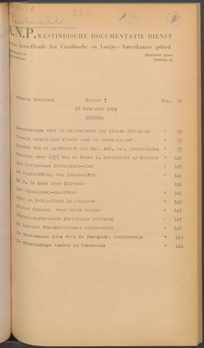 ANP Westindische documentatie dienst - 