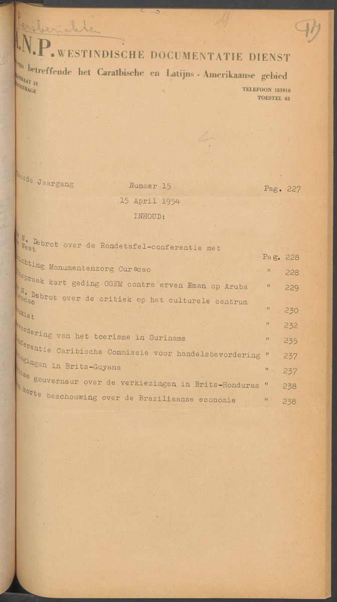 ANP Westindische documentatie dienst - 