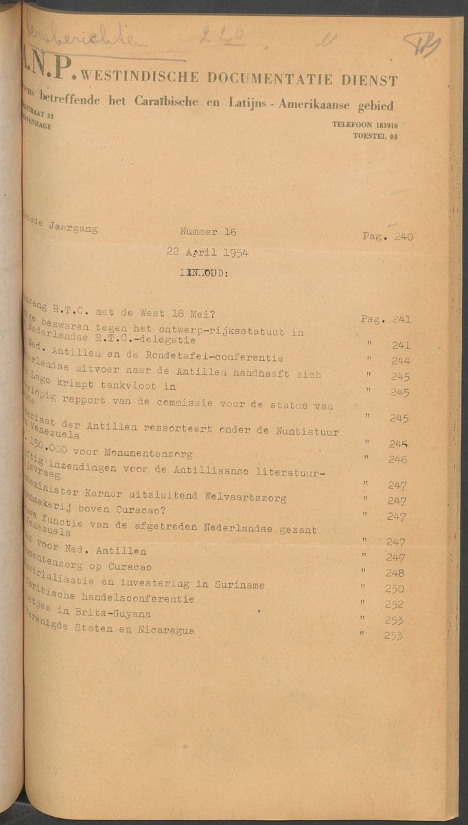 ANP Westindische documentatie dienst - 