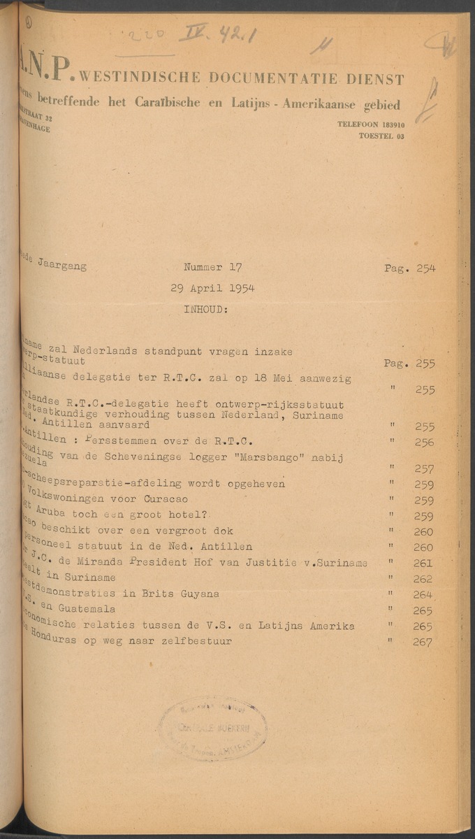 ANP Westindische documentatie dienst - 