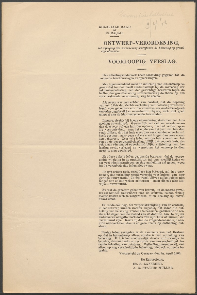 Verslag der zittingen van den Kolonialen Raad van Curaçao - 