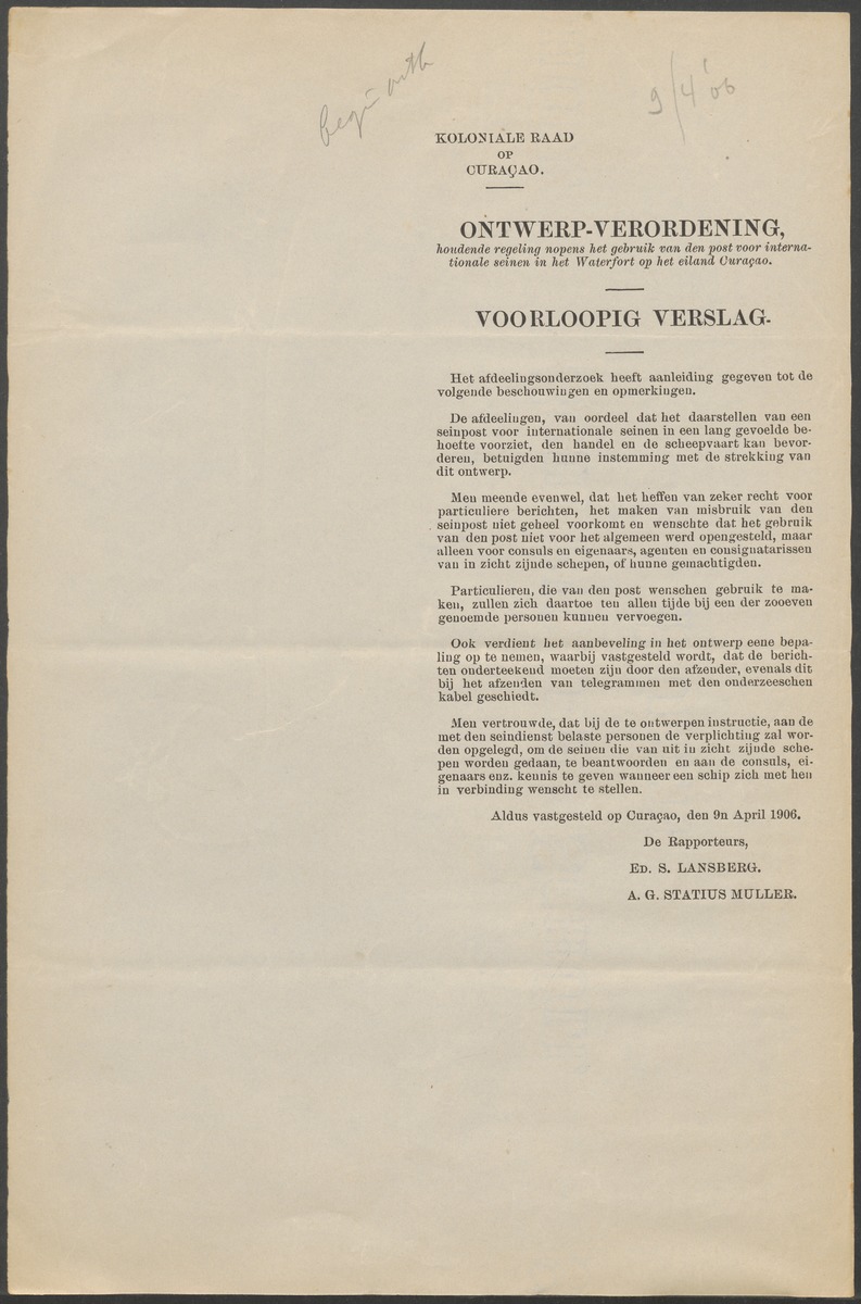 Verslag der zittingen van den Kolonialen Raad van Curaçao - 