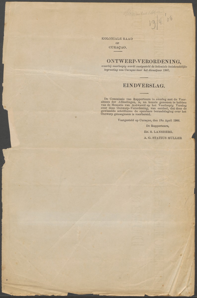 Verslag der zittingen van den Kolonialen Raad van Curaçao - 