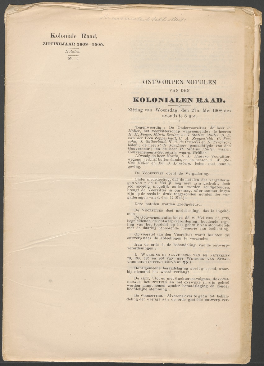 Verslag der zittingen van den Kolonialen Raad van Curaçao - 