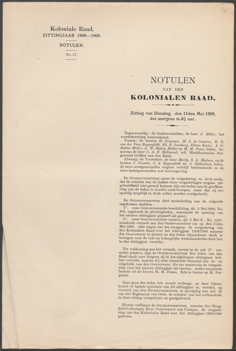 Verslag der zittingen van den Kolonialen Raad van Curaçao - 