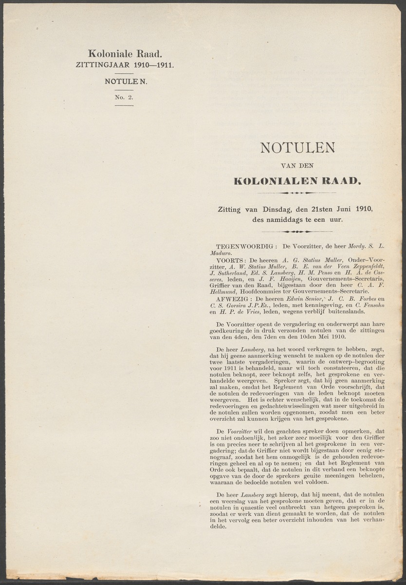 Verslag der zittingen van den Kolonialen Raad van Curaçao - 