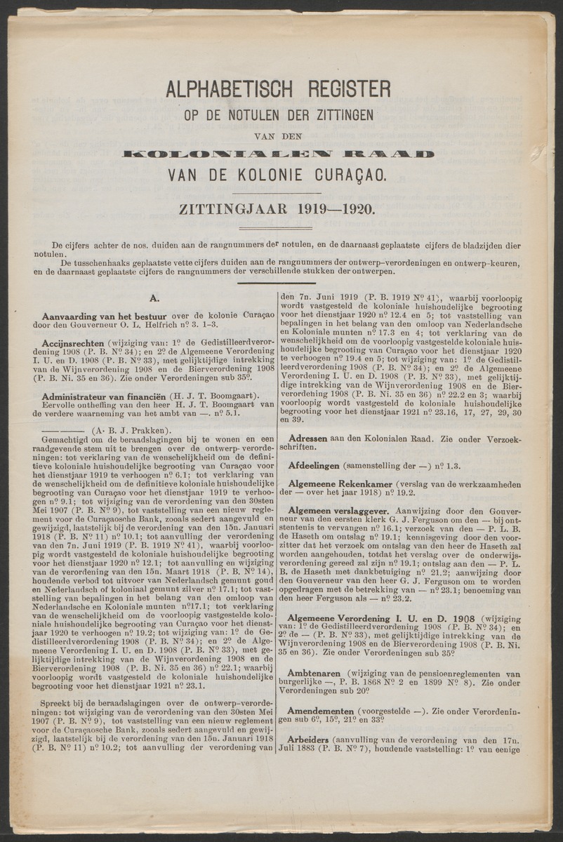 Verslag der zittingen van den Kolonialen Raad van Curaçao - 