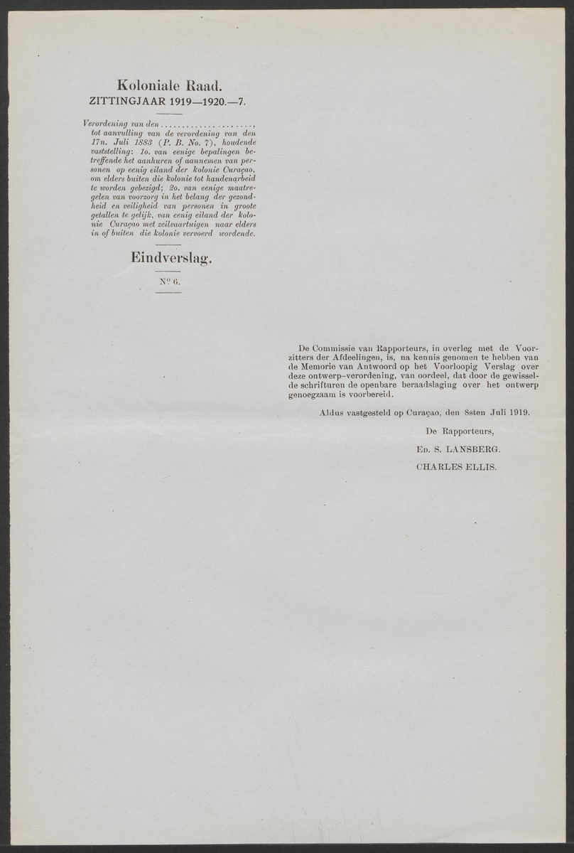 Verslag der zittingen van den Kolonialen Raad van Curaçao - 