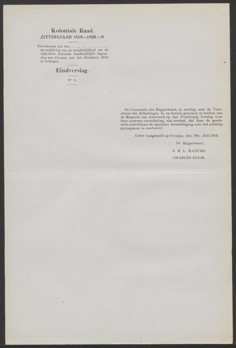 Verslag der zittingen van den Kolonialen Raad van Curaçao - 