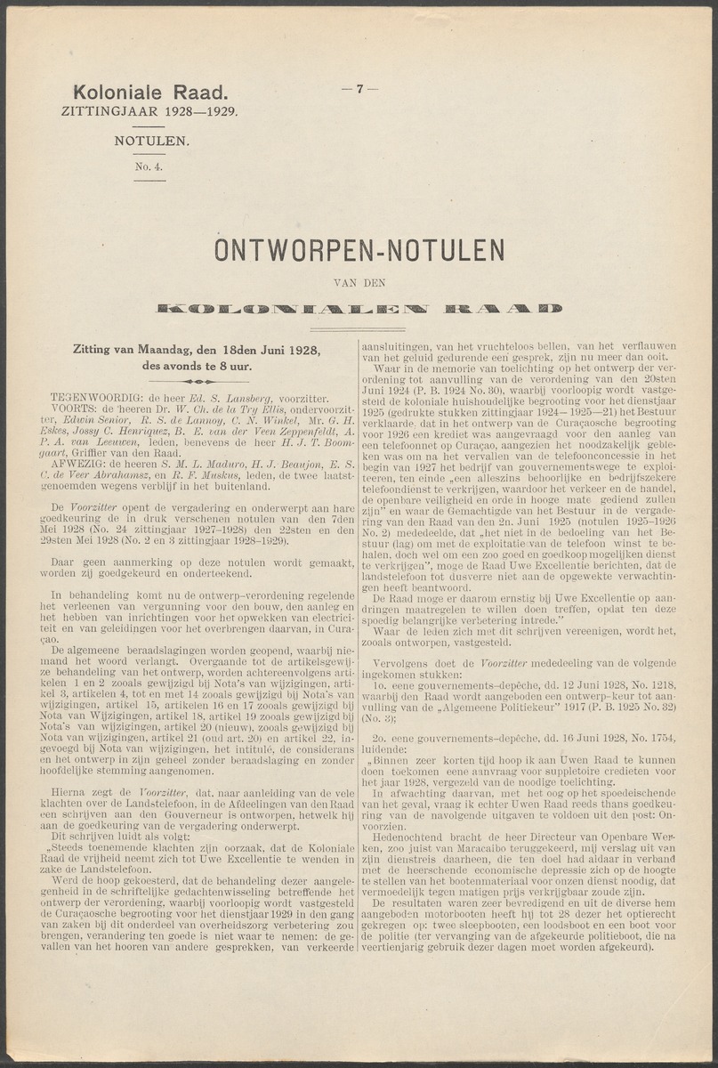 Verslag der zittingen van den Kolonialen Raad van Curaçao - 