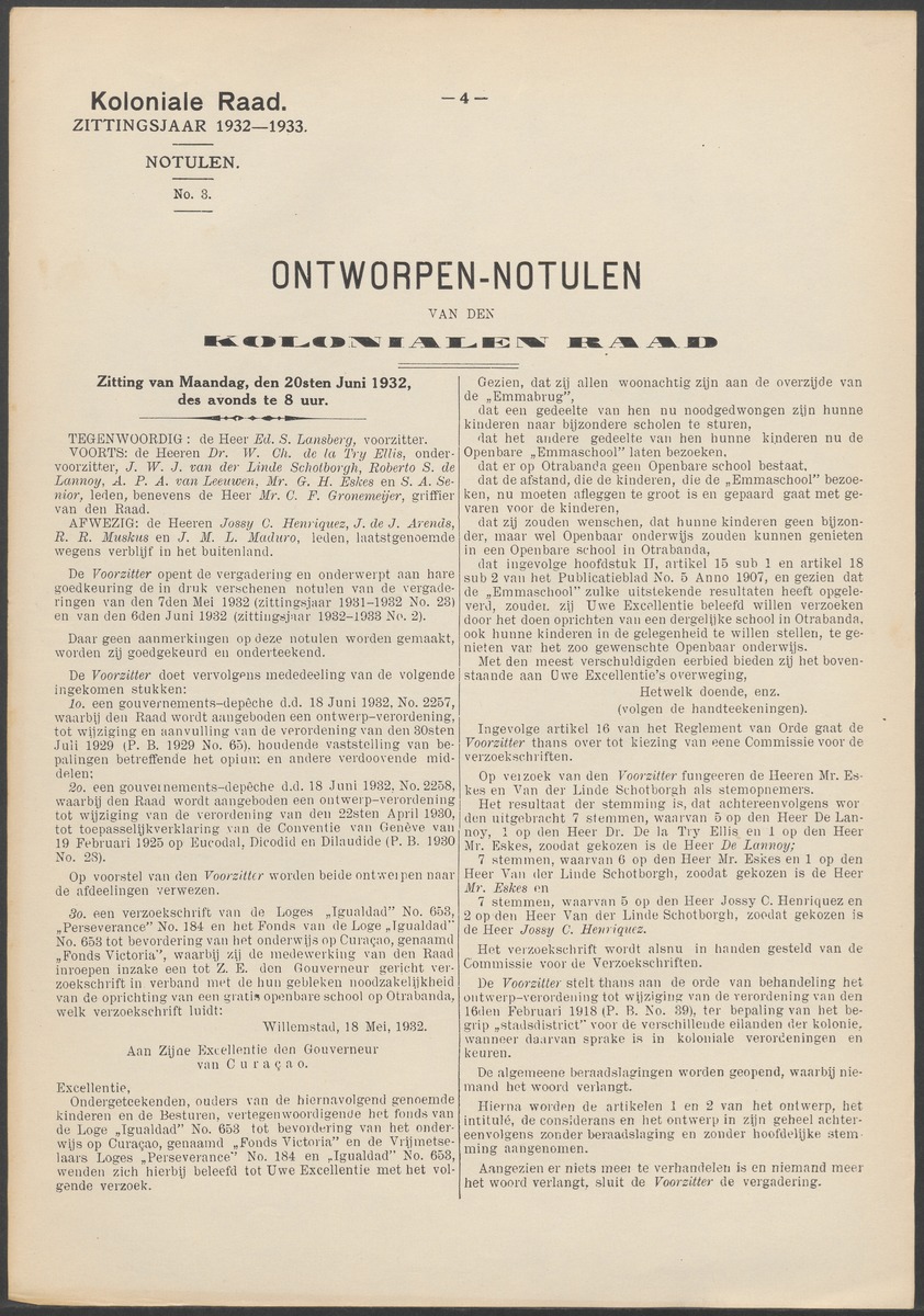 Verslag der zittingen van den Kolonialen Raad van Curaçao - 