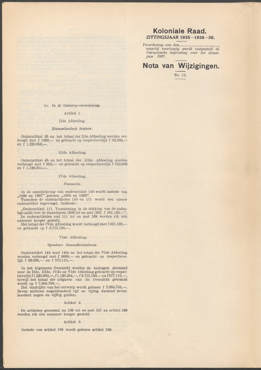 Verslag der zittingen van den Kolonialen Raad van Curaçao - 