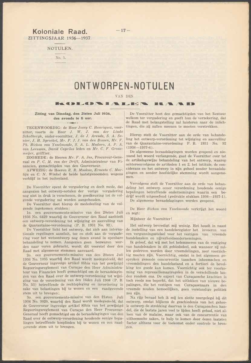 Verslag der zittingen van den Kolonialen Raad van Curaçao - 
