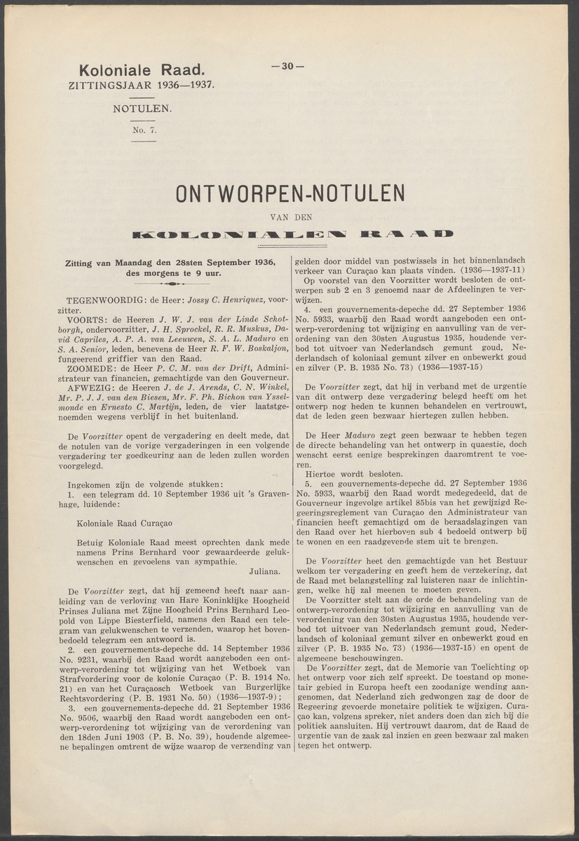Verslag der zittingen van den Kolonialen Raad van Curaçao - 