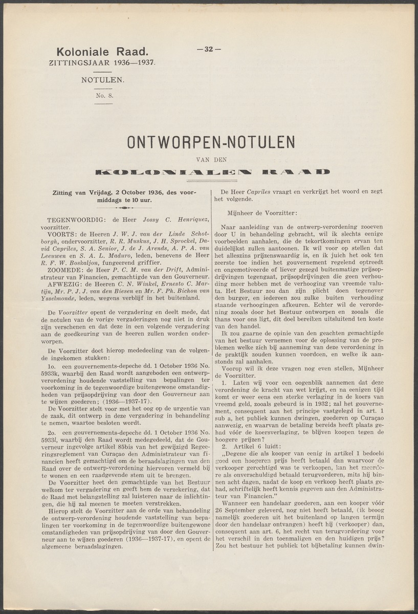 Verslag der zittingen van den Kolonialen Raad van Curaçao - 