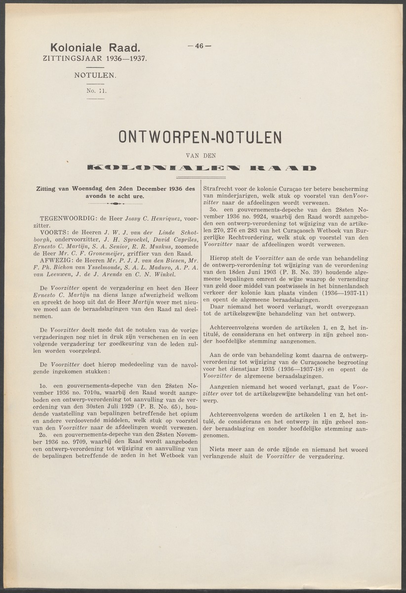 Verslag der zittingen van den Kolonialen Raad van Curaçao - 