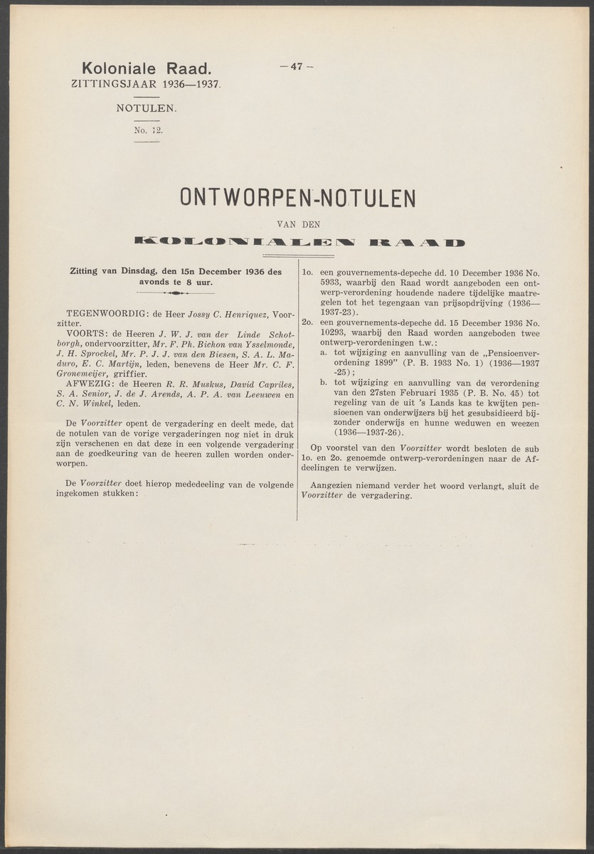 Verslag der zittingen van den Kolonialen Raad van Curaçao - 